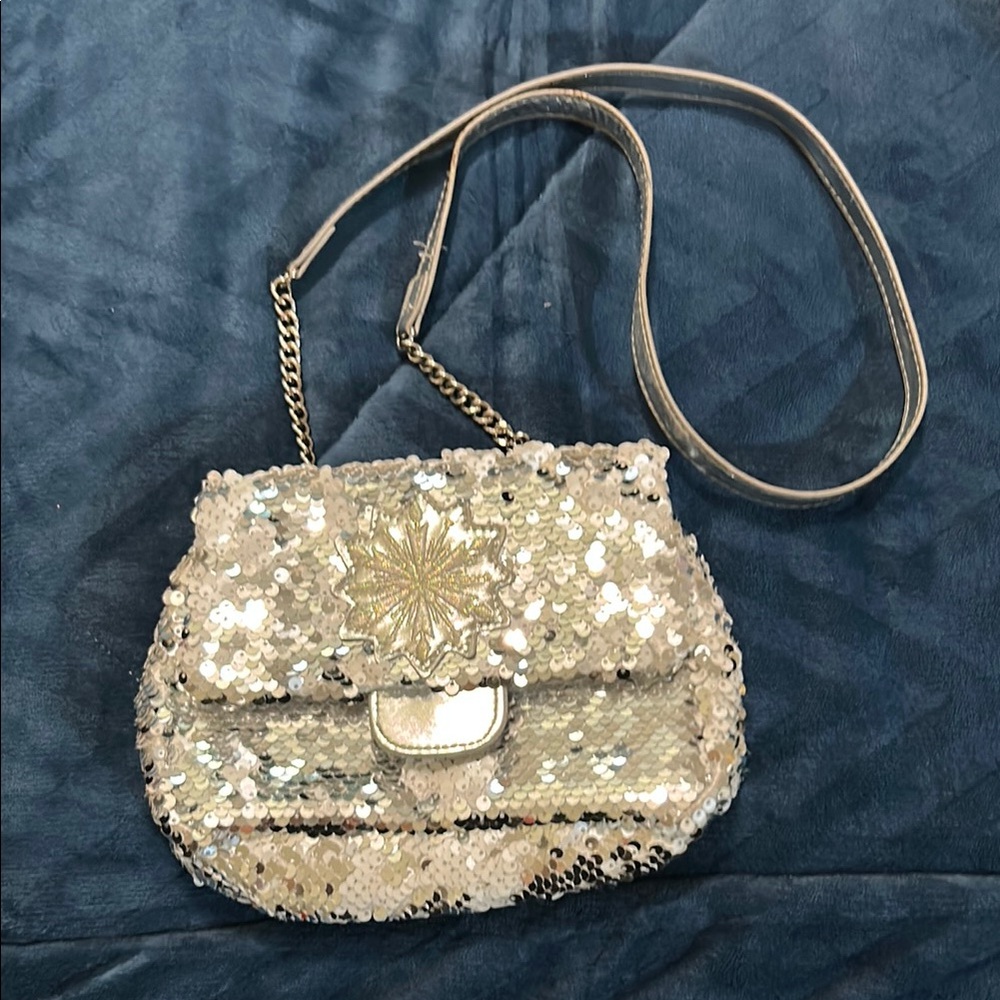 Disney Silver and White Snowflake Sequin kids shoulder purse